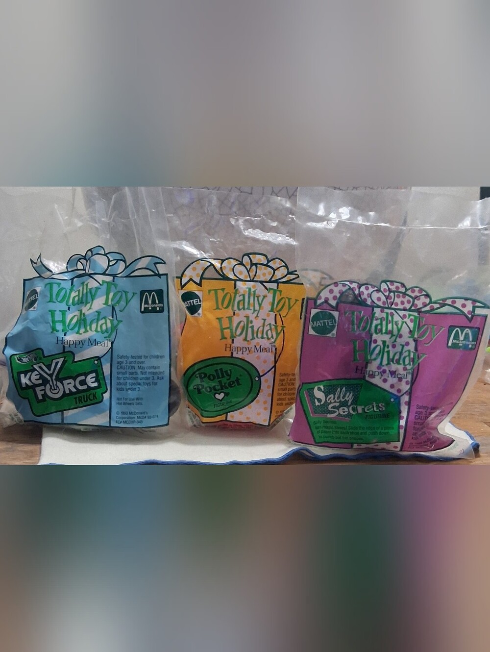 Vintage 1993 McDonald's "Totally Toy Holiday" Happy Meal Trio - NEW & SEALED